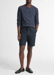 Double-Knit Cotton-Blend Long-Sleeve Shirt in Long Sleeve - HEATHER COASTAL BLUE