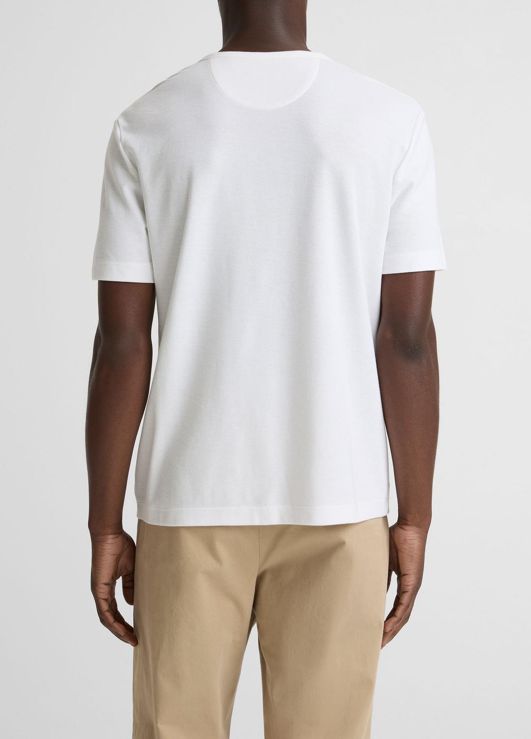 Pima Cotton Piqué Crew Neck T-Shirt in Short Sleeve - OPTIC WHITE