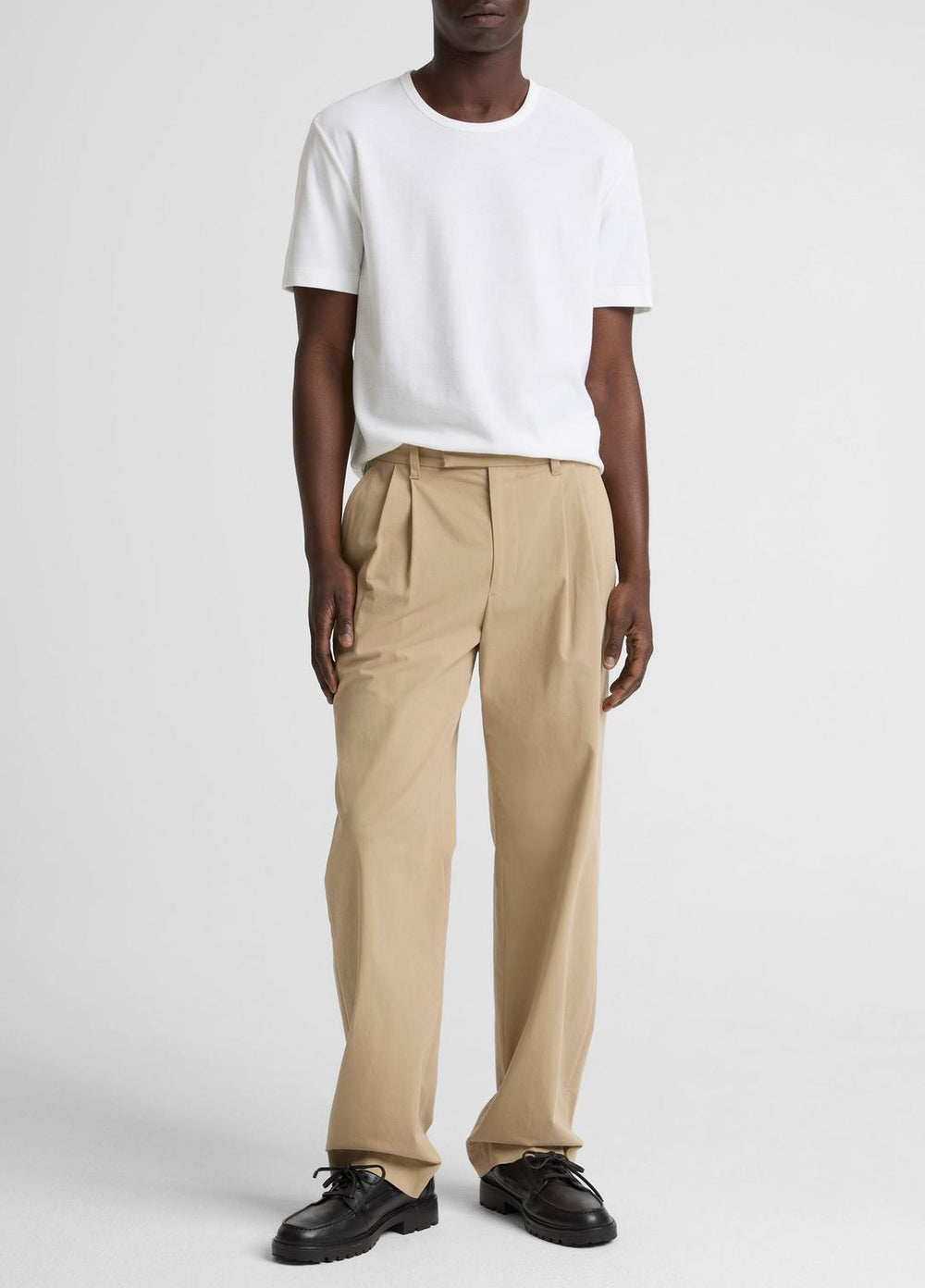 Pima Cotton Piqué Crew Neck T-Shirt in Short Sleeve - OPTIC WHITE