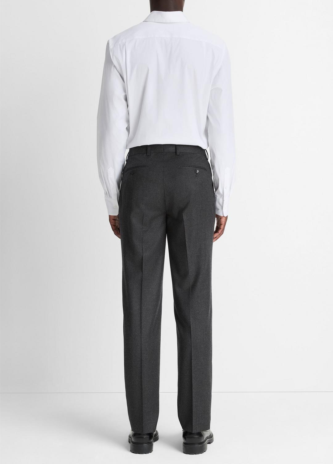 Wool-Silk Flannel Classic Pant in Trousers - CHARCOAL