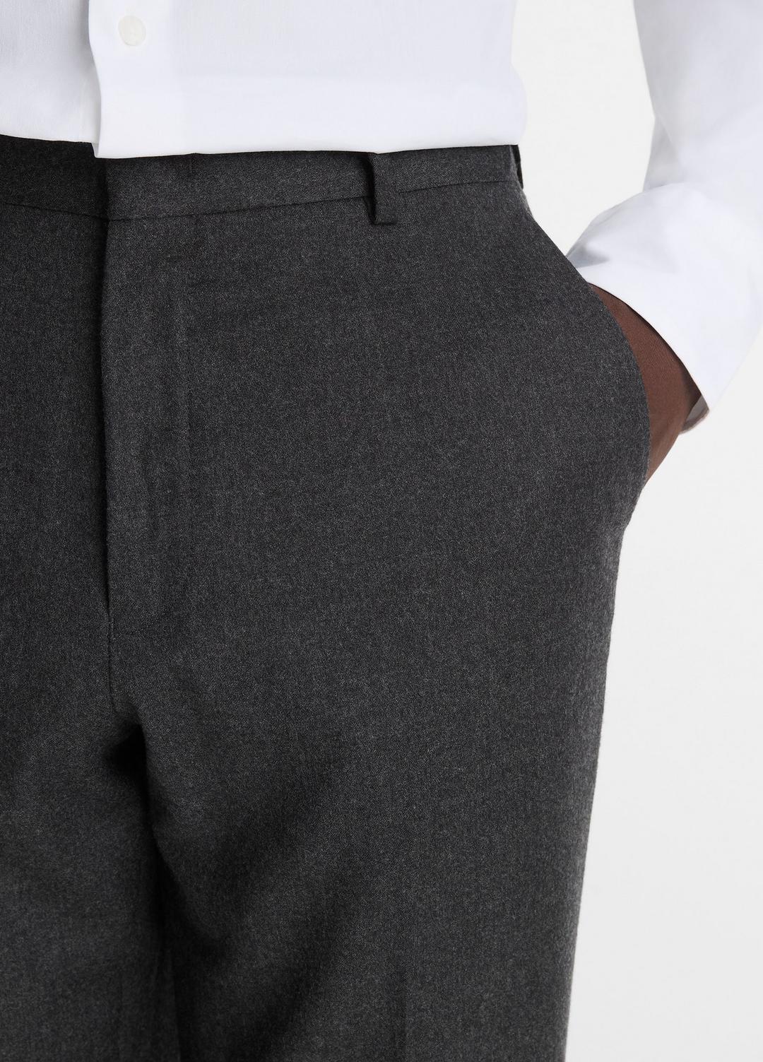 Wool-Silk Flannel Classic Pant in Trousers - CHARCOAL