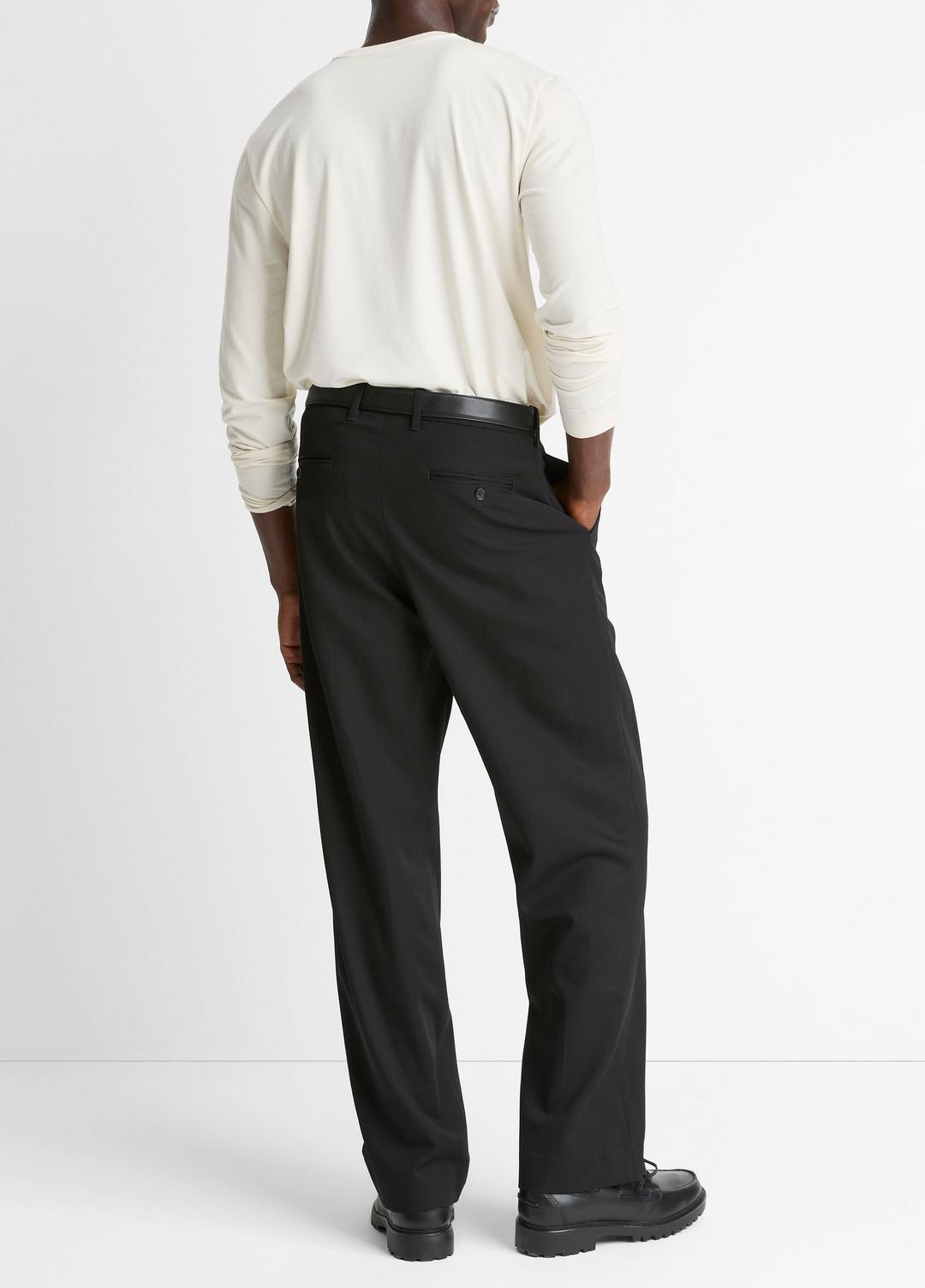 Wool Double-Pleat Suiting Trouser in Trousers - BLACK
