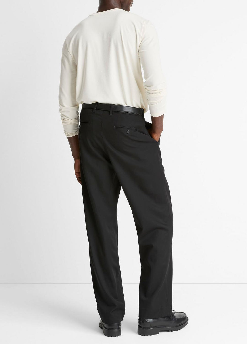 Wool Double-Pleat Suiting Trouser in Trousers - BLACK