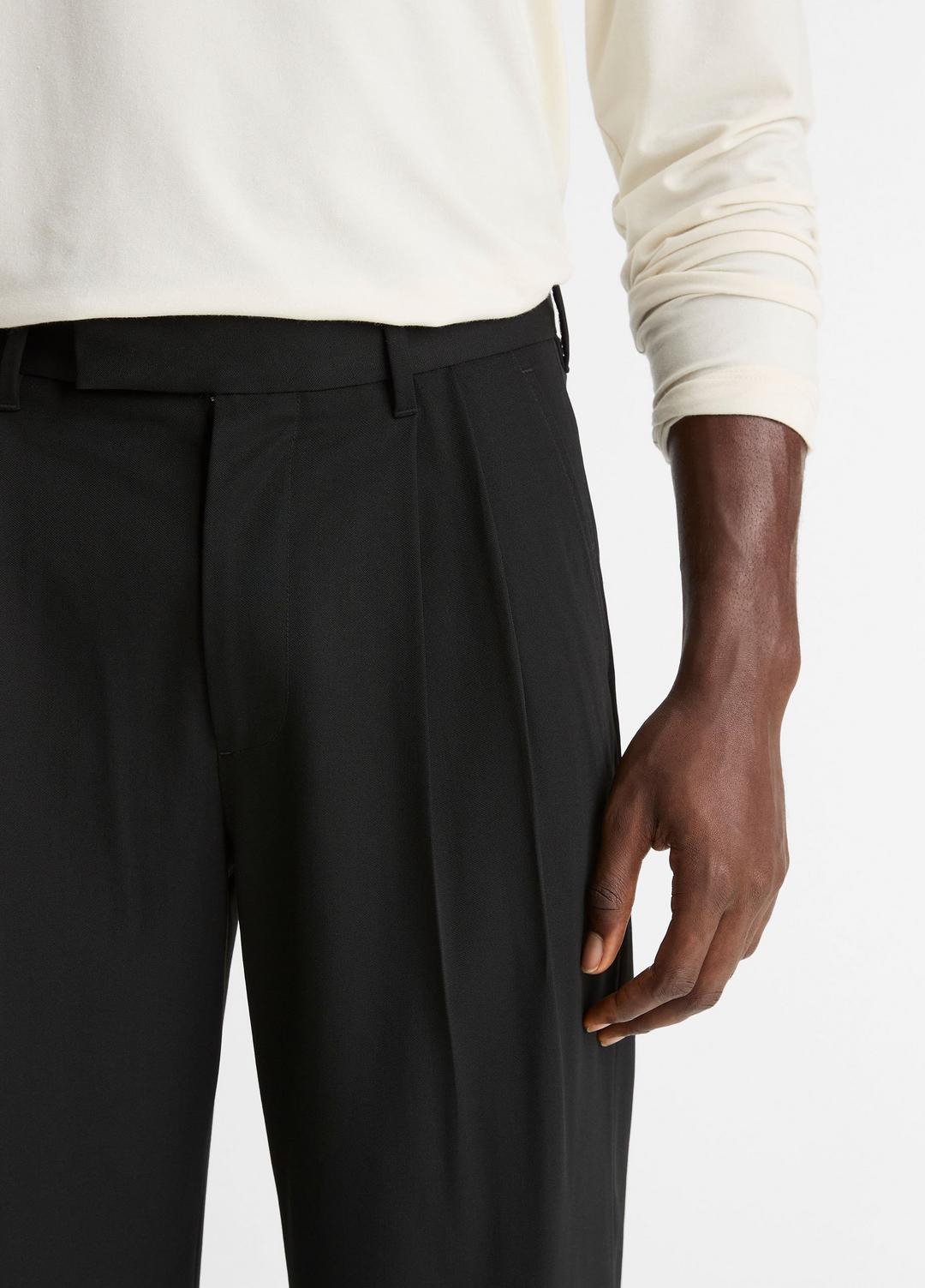 Wool Double-Pleat Suiting Trouser in Trousers - BLACK