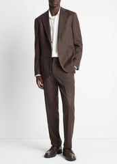 Wool-Silk Classic Pant in Trousers - BROWN