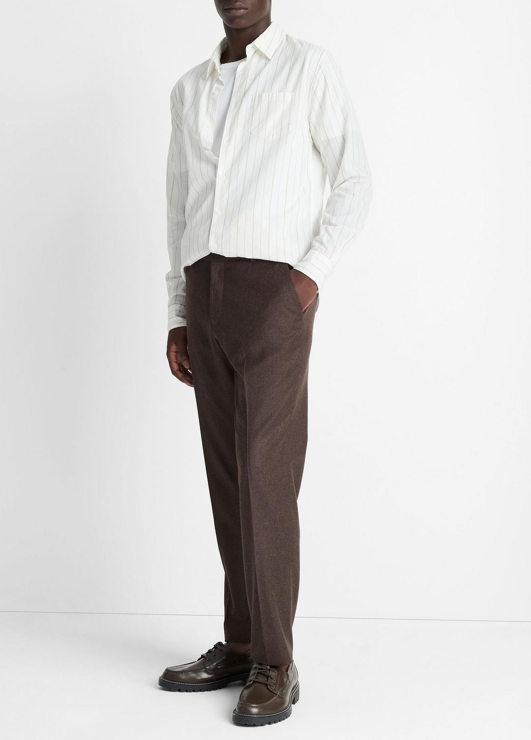 Wool-Silk Classic Pant in Trousers - BROWN