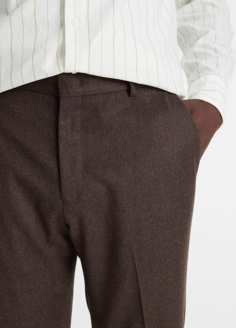 Wool-Silk Classic Pant in Trousers - BROWN