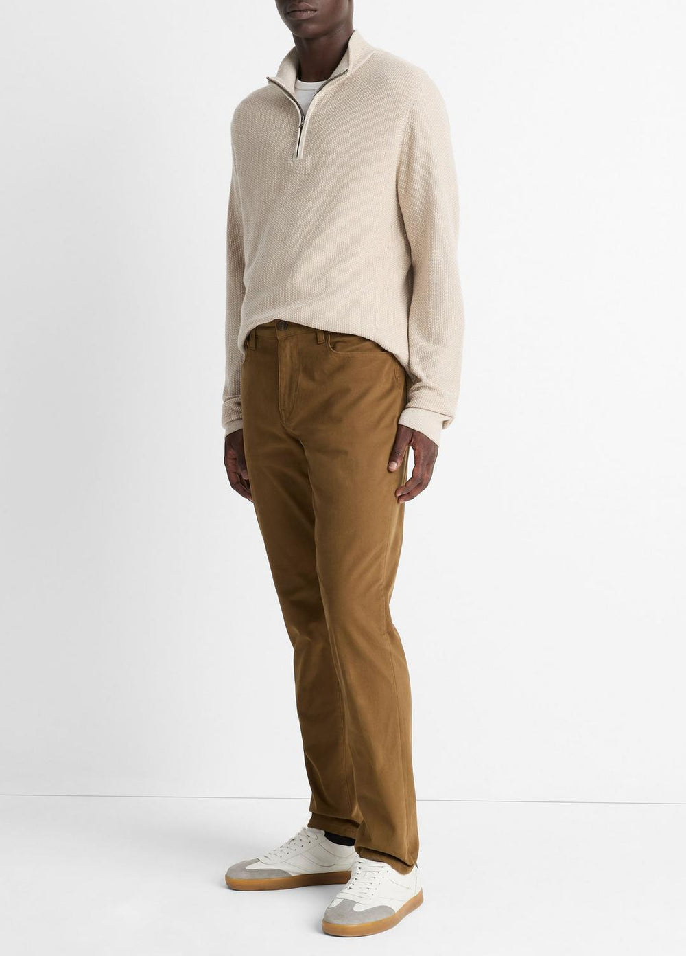 Dylan Slim 5-Pocket Peached Stretch-Cotton Pant in Trousers - LIGHT HIGHLANDS