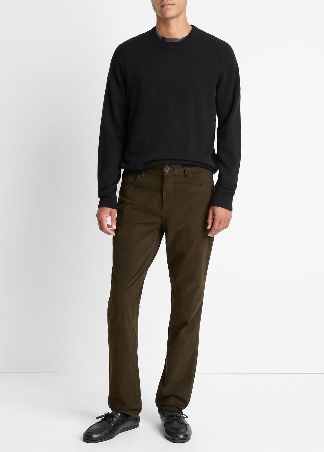 Dylan Slim 5-Pocket Peached Stretch-Cotton Pant in Trousers - DARK LEAF