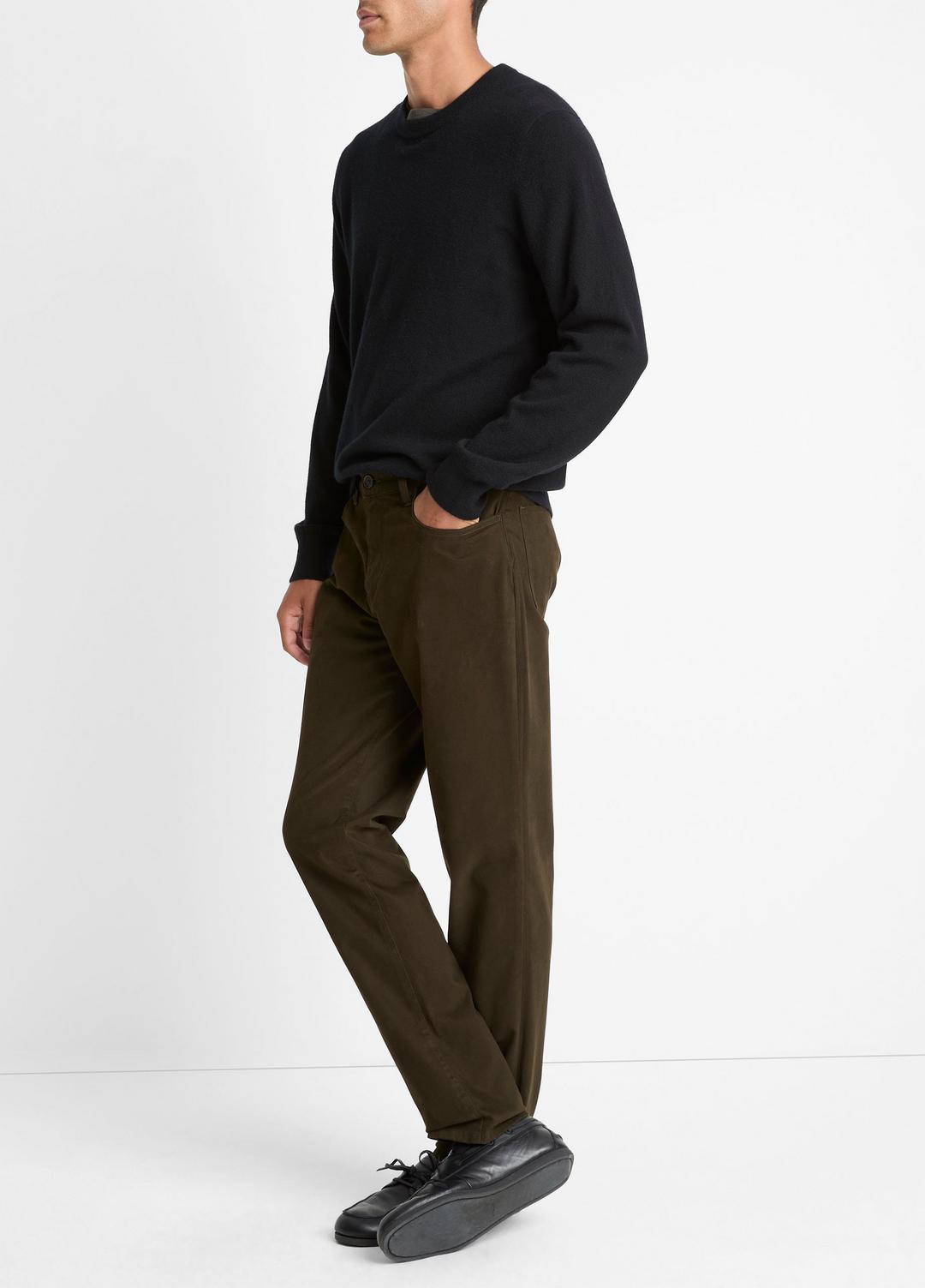 Dylan Slim 5-Pocket Peached Stretch-Cotton Pant in Trousers - DARK LEAF