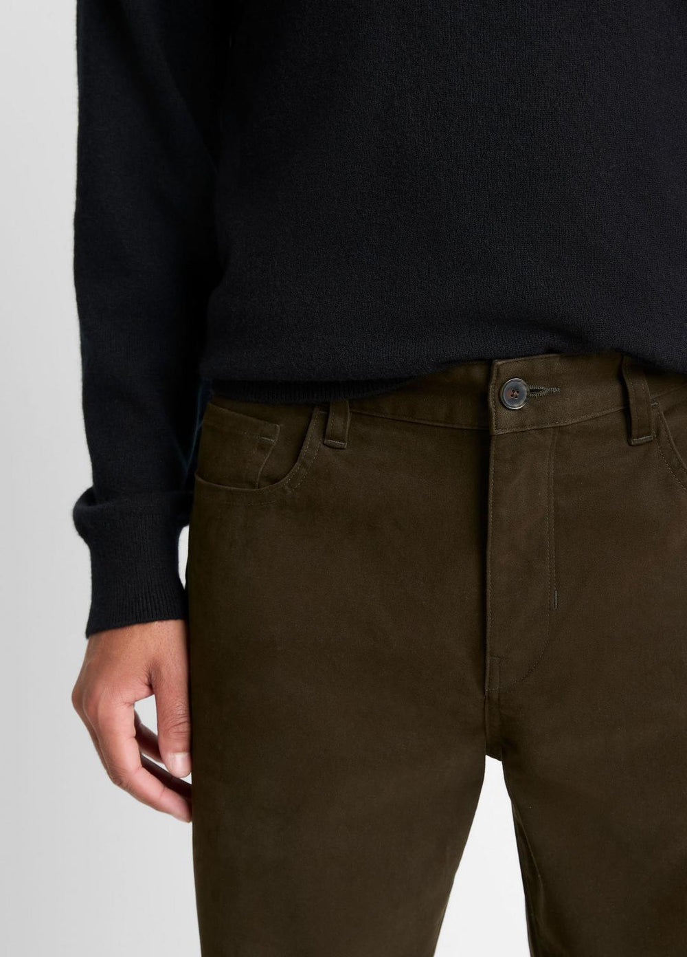 Dylan Slim 5-Pocket Peached Stretch-Cotton Pant in Trousers - DARK LEAF