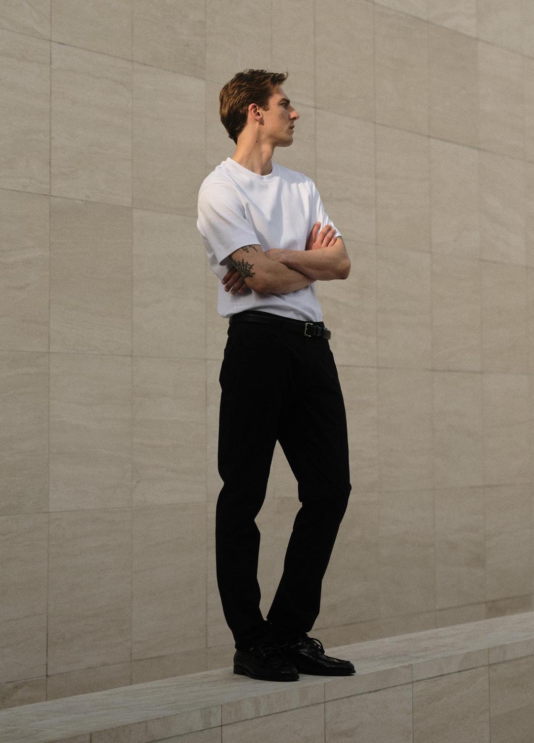 Dylan Slim Cotton Chino Pant in Trousers - BLACK