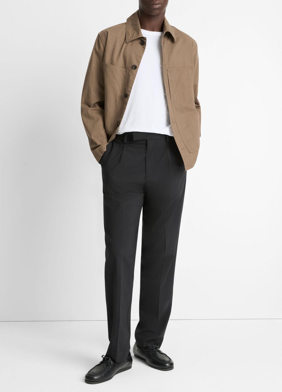Louie Relaxed Pleated Trouser in Trousers - BLACK