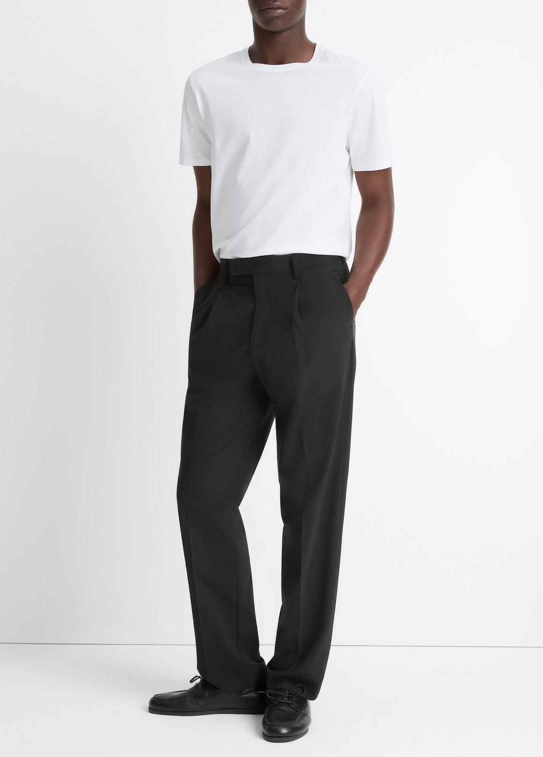 Louie Relaxed Pleated Trouser in Trousers - BLACK