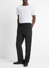 Louie Relaxed Pleated Trouser in Trousers - BLACK