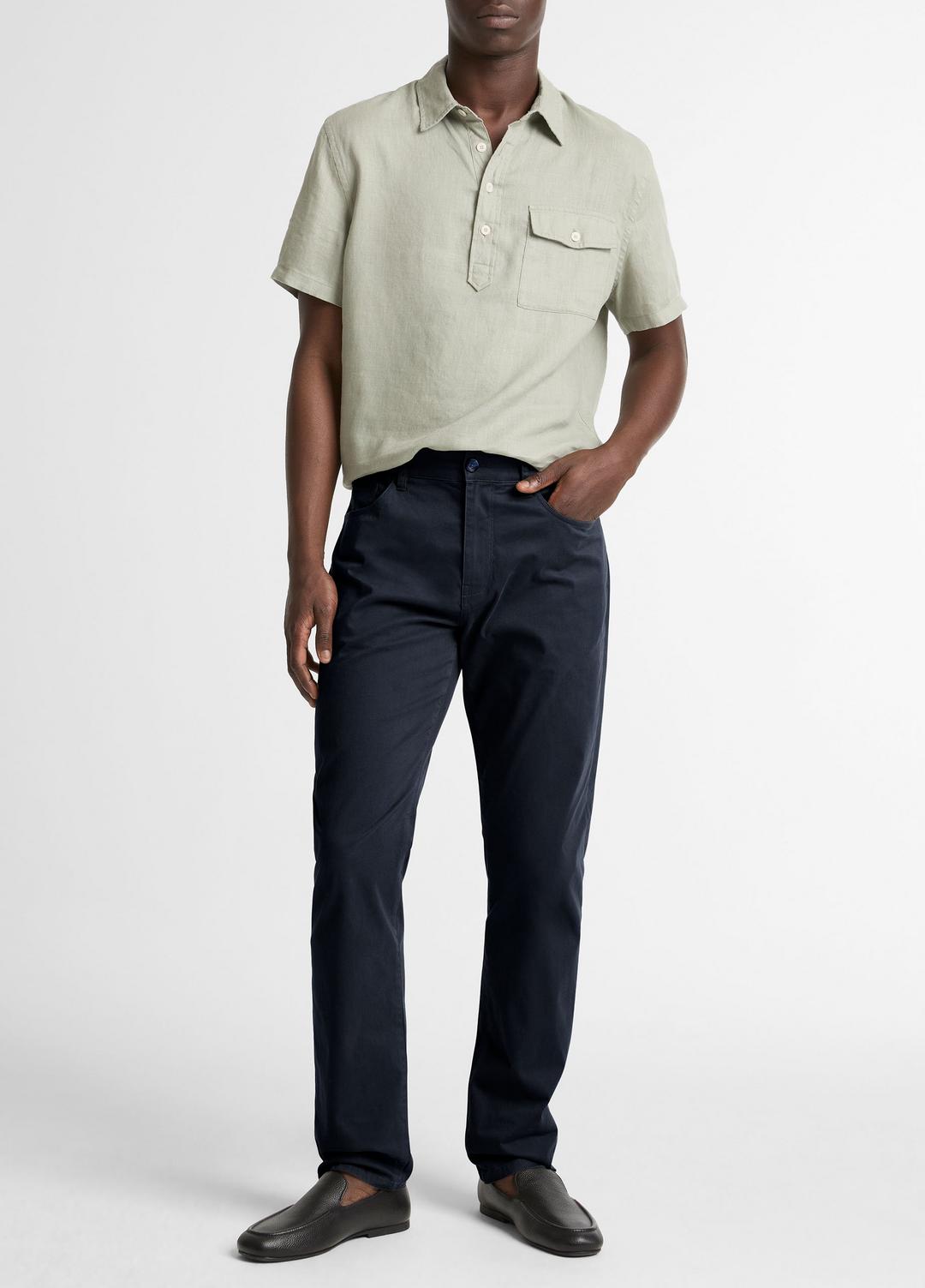 Dylan Slim 5-Pocket Cotton Sateen Pant in Trousers - COASTAL BLUE