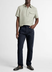 Dylan Slim 5-Pocket Cotton Sateen Pant in Trousers - COASTAL BLUE