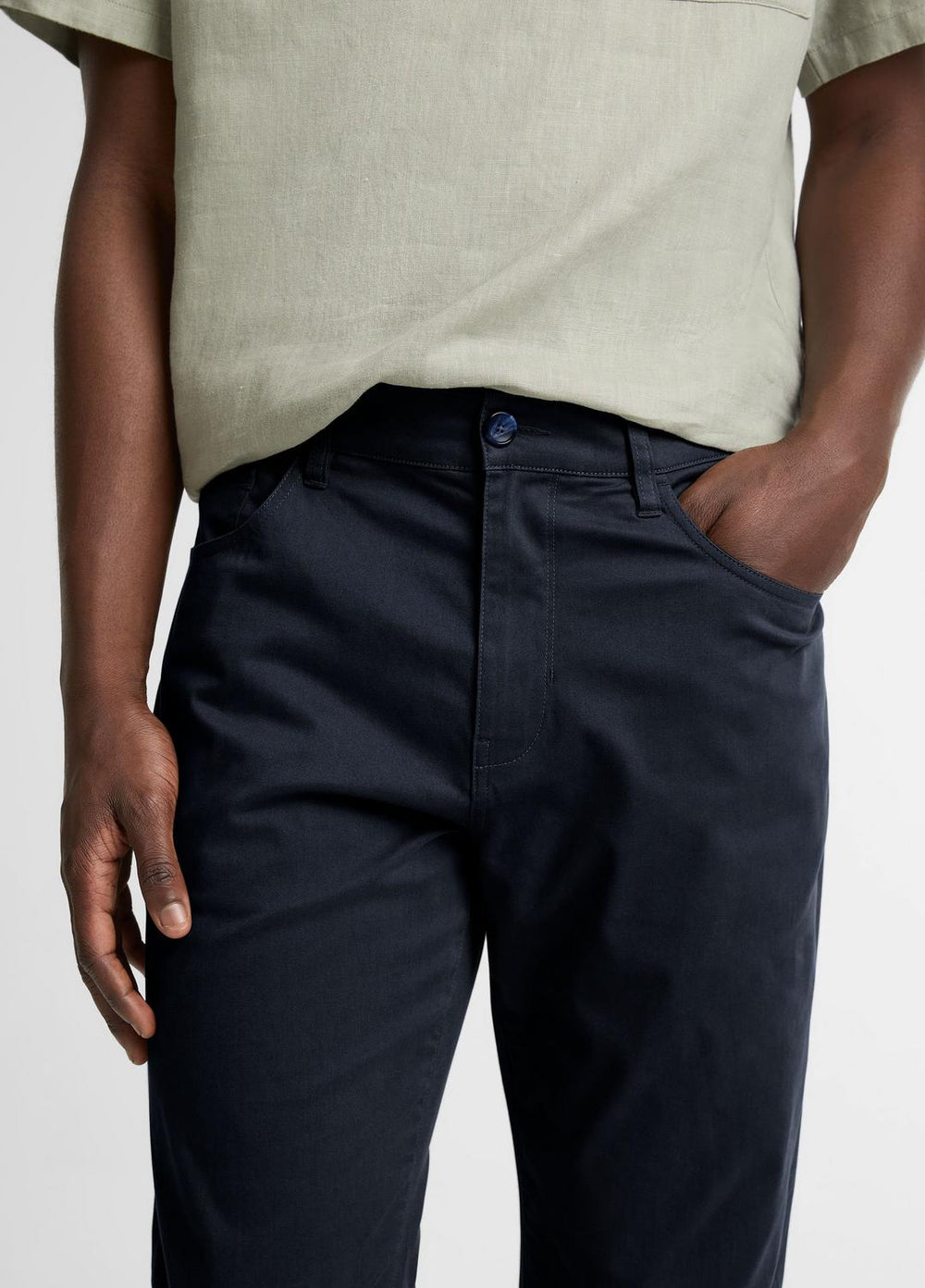 Dylan Slim 5-Pocket Cotton Sateen Pant in Trousers - COASTAL BLUE