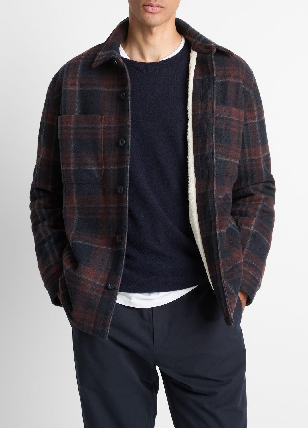 Sherpa-Lined Plaid Shirt Jacket in Shirt Jackets - COASTAL COMBO