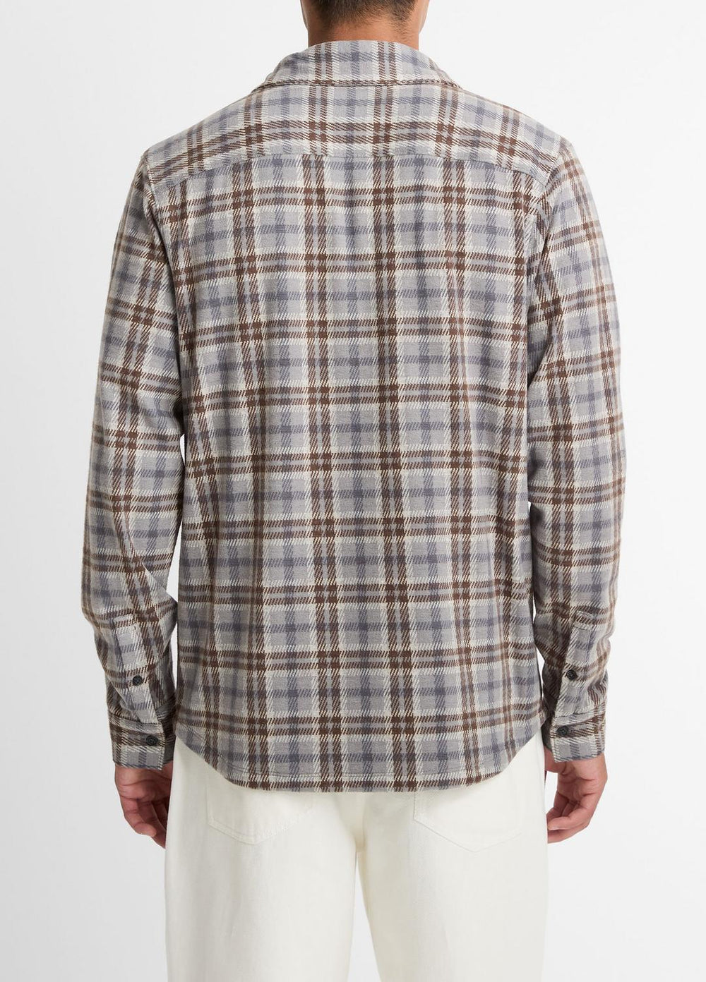 Plaid Cotton-Blend Shirt Jacket in Shirt Jackets - HEATHER FOG COMBO