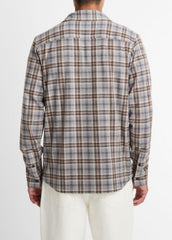 Plaid Cotton-Blend Shirt Jacket in Shirt Jackets - HEATHER FOG COMBO