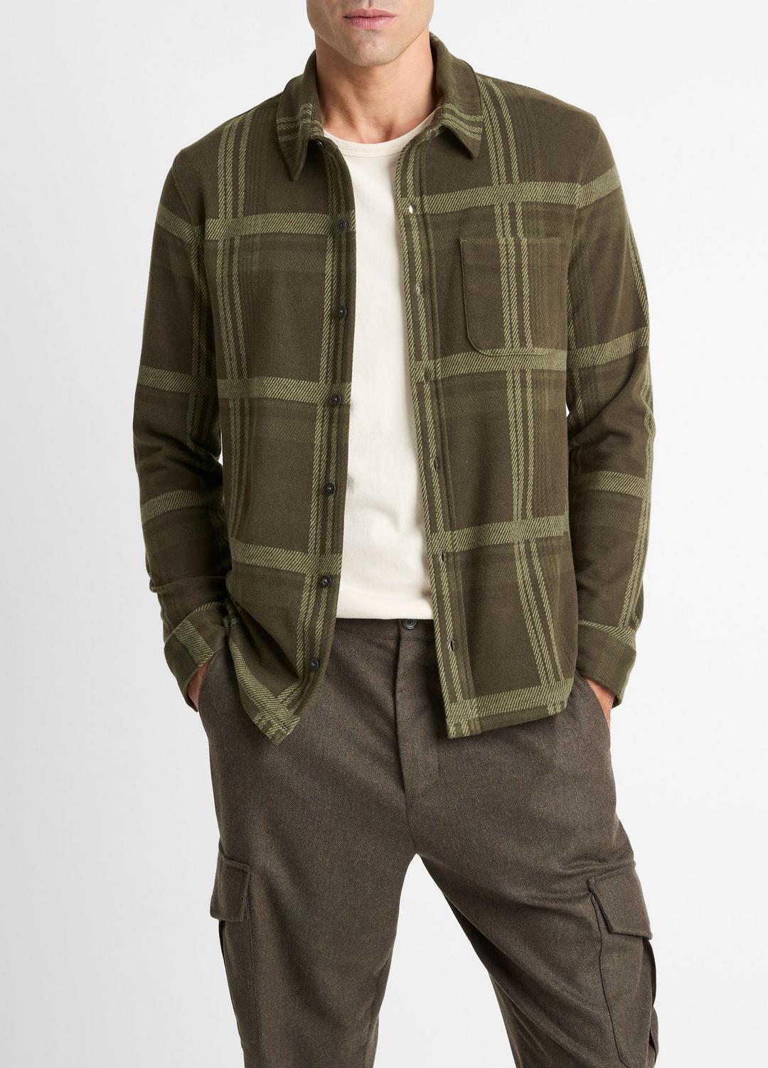 Plaid Cotton-Blend Shirt Jacket in Shirt Jackets - DARK LEAF COMBO