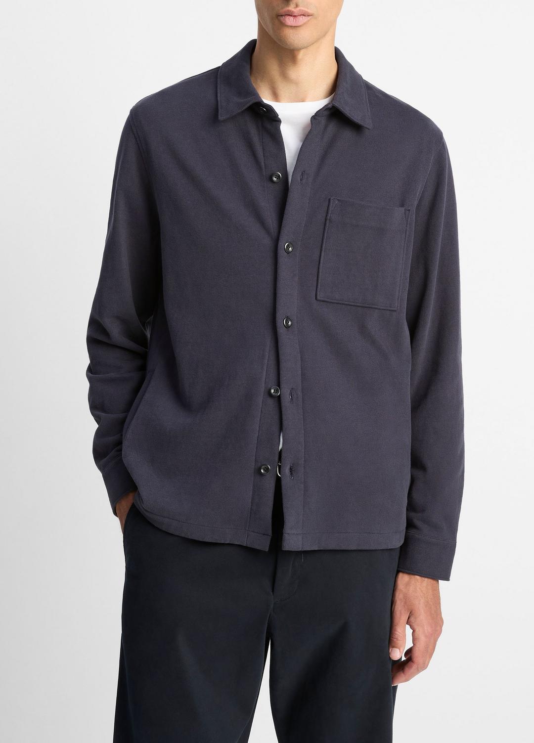 Heavy Sueded Cotton Shirt Jacket in Shirt Jackets - COASTAL BLUE
