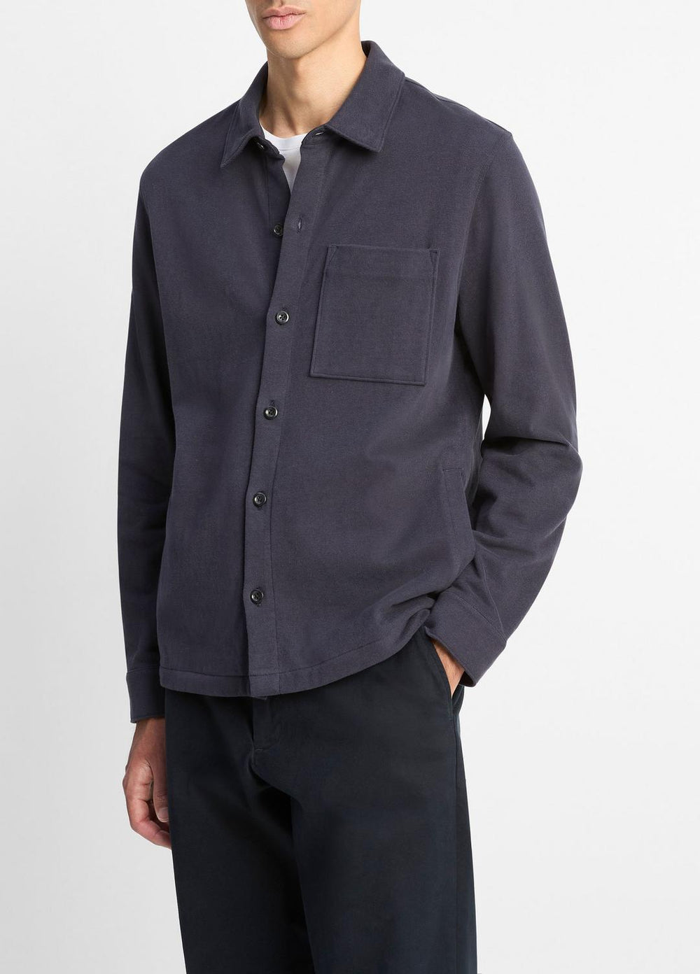 Heavy Sueded Cotton Shirt Jacket in Shirt Jackets - COASTAL BLUE