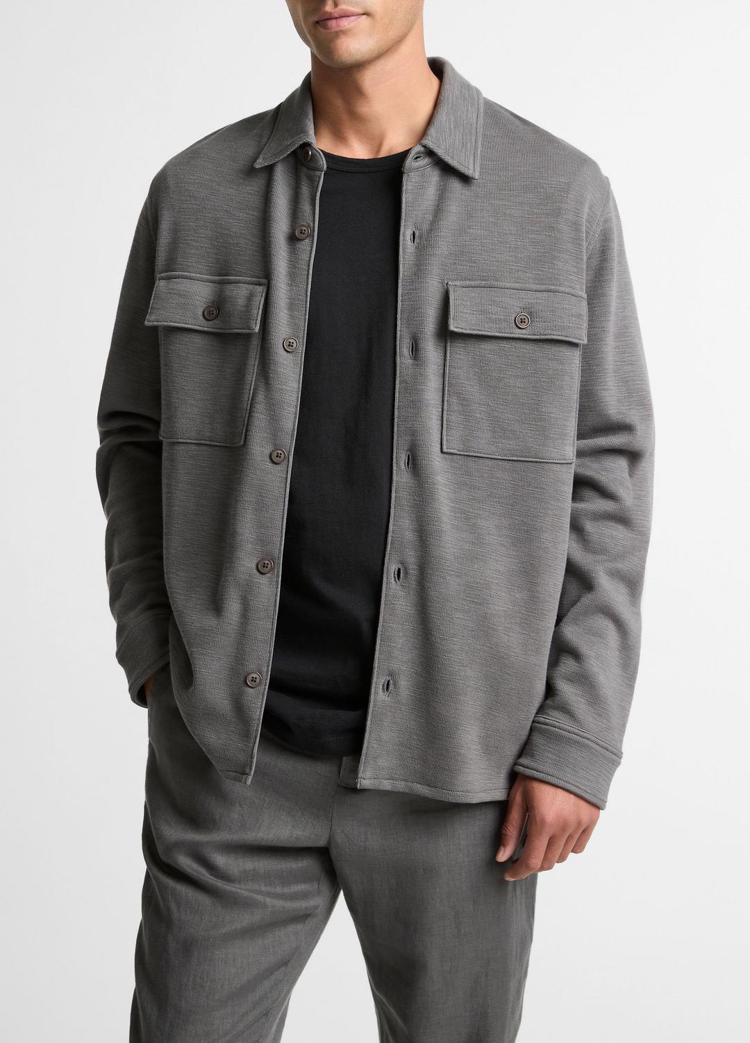 Double-Slub Cotton-Blend Shirt Jacket in Jackets - SLATE
