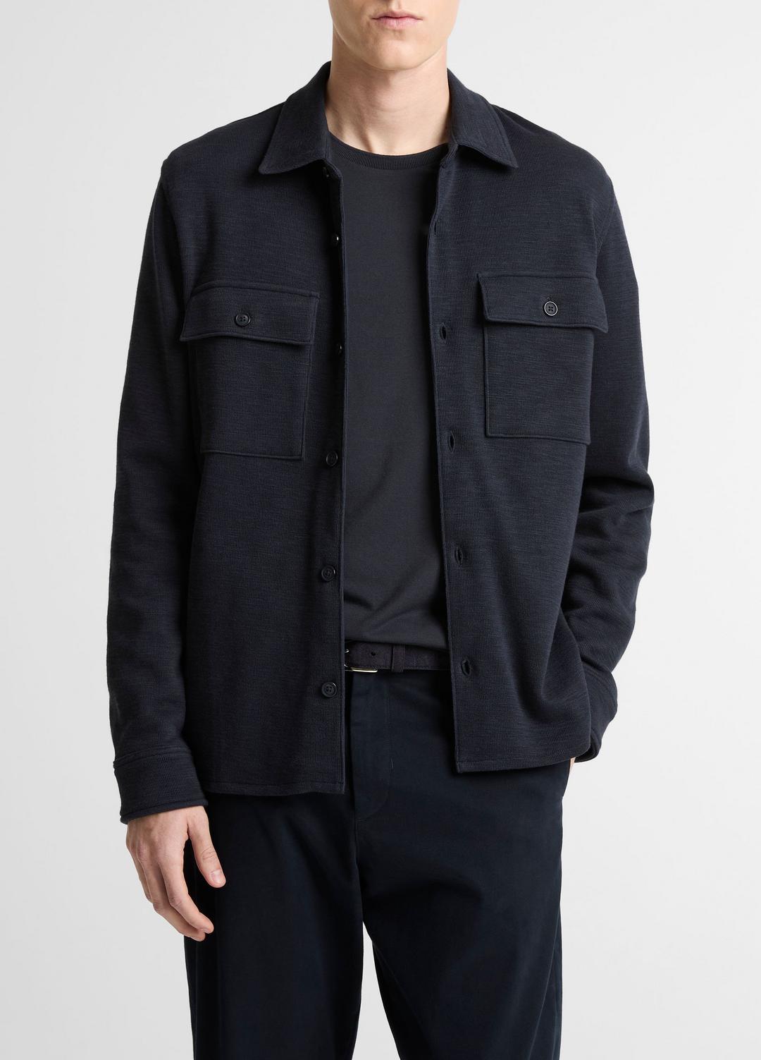Double-Slub Cotton-Blend Shirt Jacket in Jackets - COASTAL BLUE