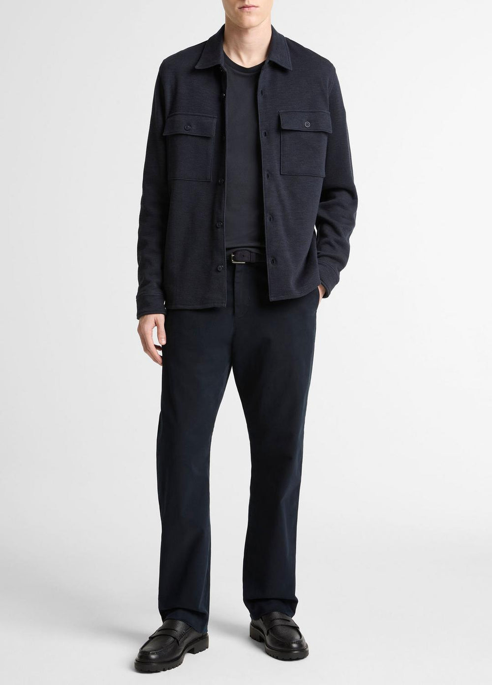 Double-Slub Cotton-Blend Shirt Jacket in Jackets - COASTAL BLUE