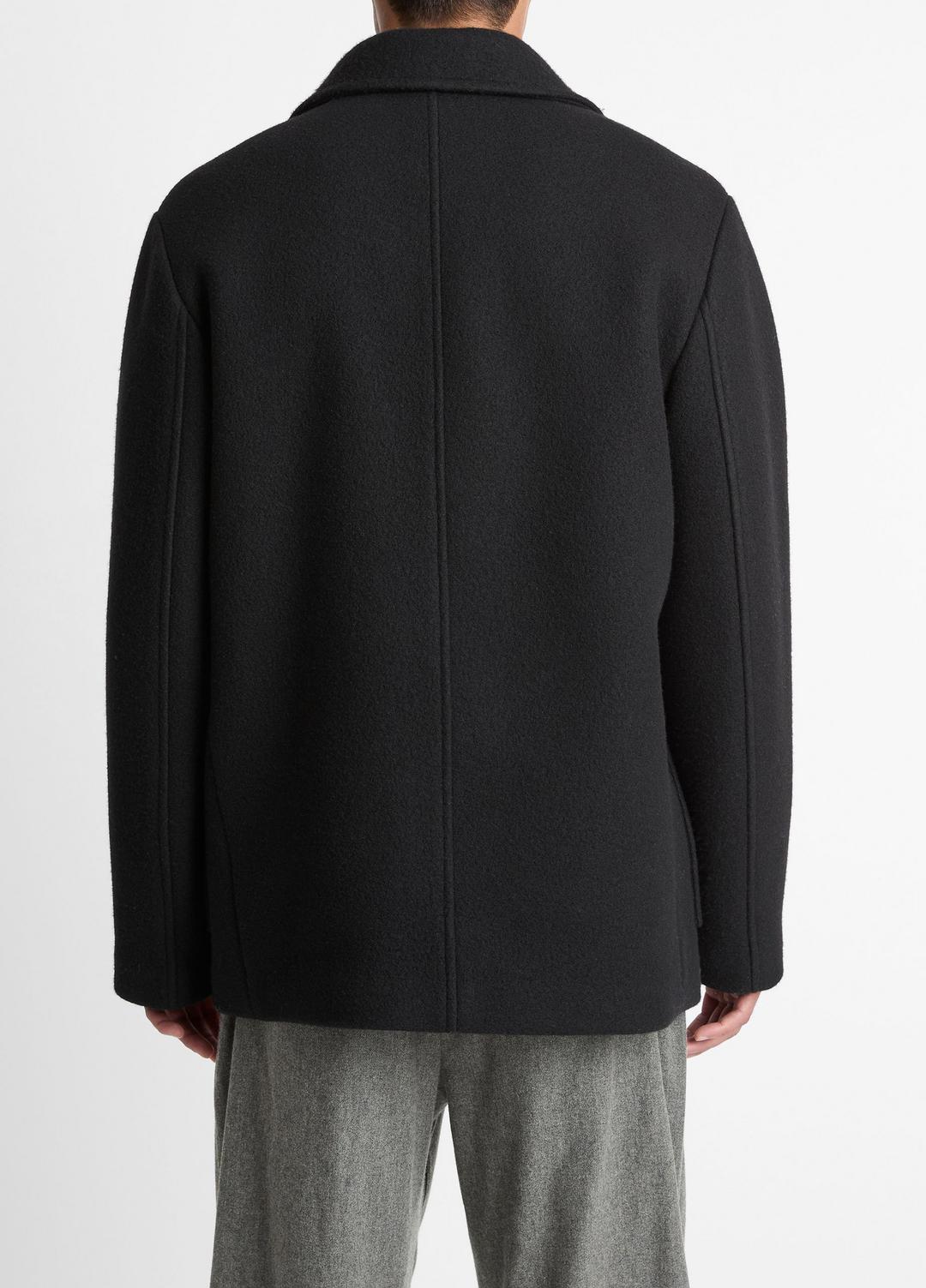 Italian Wool-Blend Peacoat in Coats - BLACK