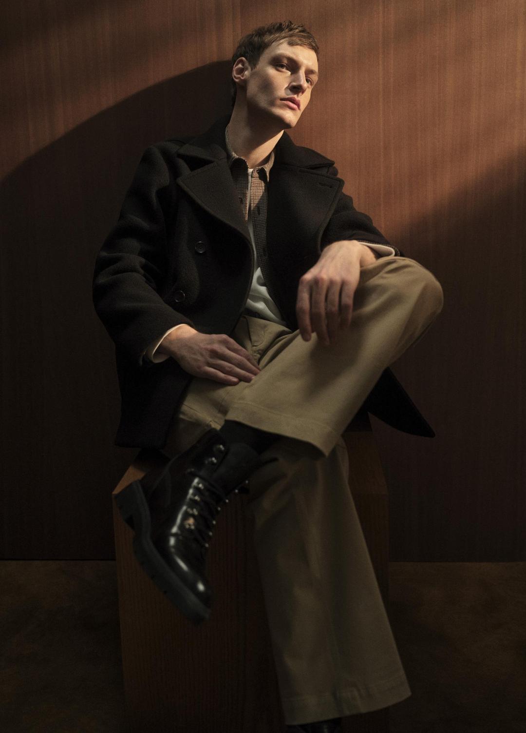Italian Wool-Blend Peacoat in Coats - BLACK