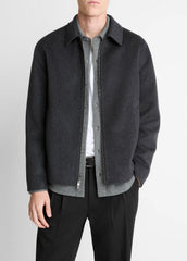Splittable Wool-Blend Zip-Front Jacket in Jackets - HEATHER BLACK