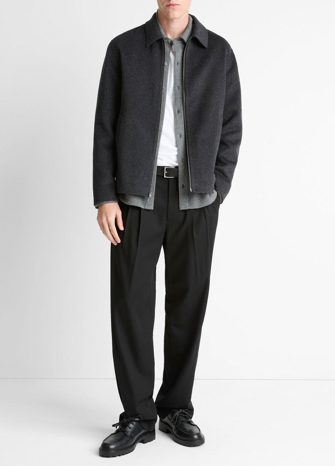 Splittable Wool-Blend Zip-Front Jacket in Jackets - HEATHER BLACK