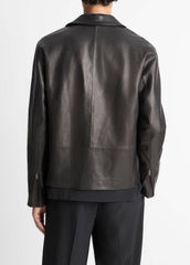 Leather Zip-Up Jacket in Leather Jackets - BLACK