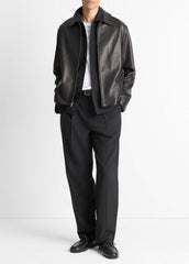 Leather Zip-Up Jacket in Leather Jackets - BLACK