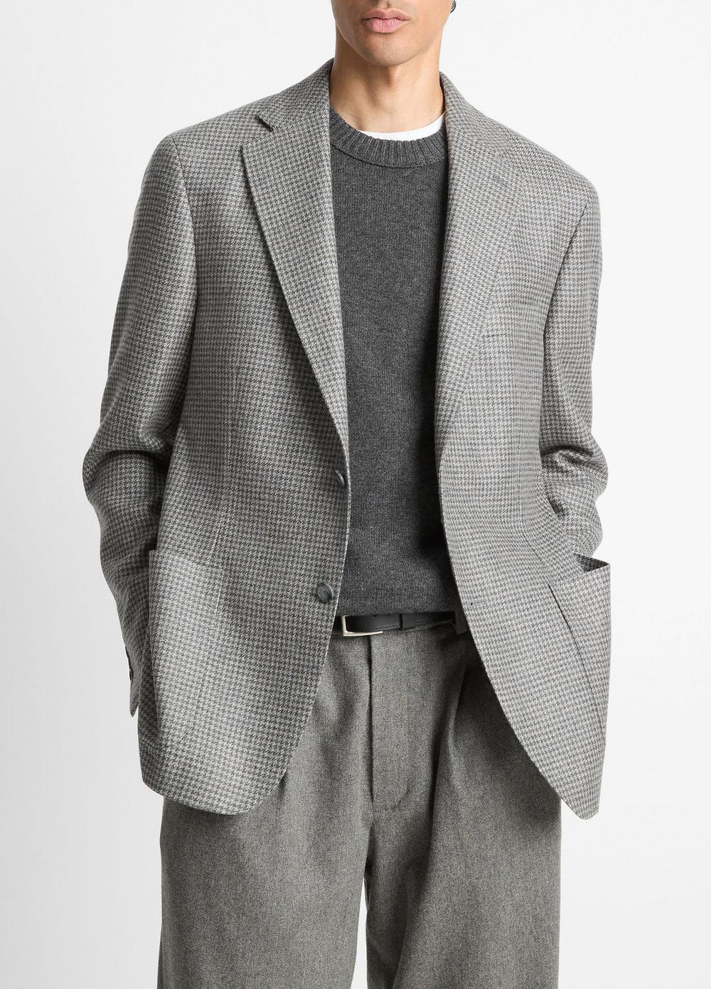 Houndstooth Cashmere Relaxed Sport Coat in Blazers - GREY/BROWN