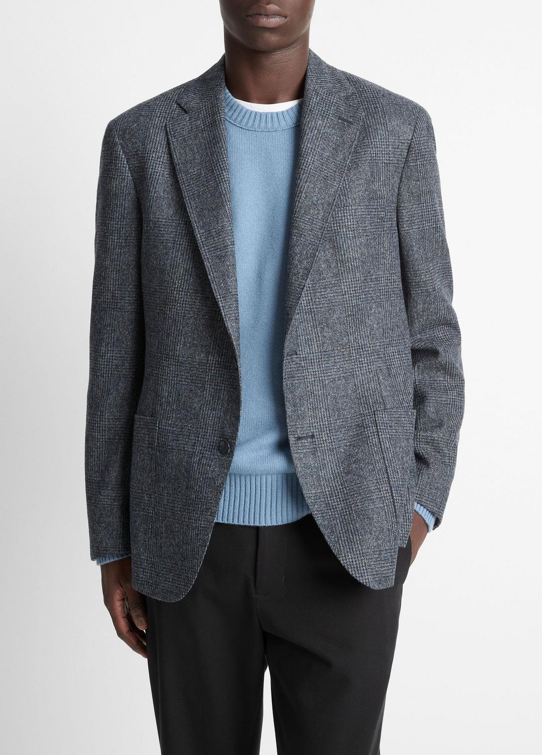 Plaid Alpaca-Blend Relaxed Sport Coat in Blazers - NAVY/BLUE