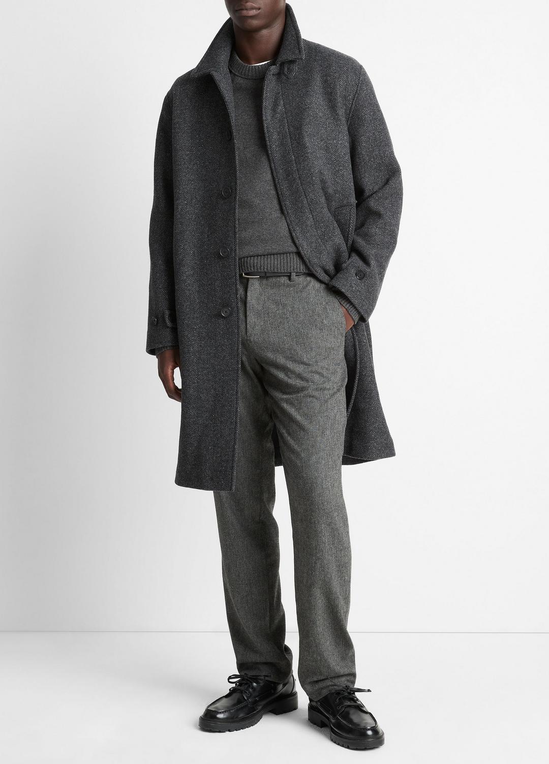 Italian Wool-Blend Balmacaan Coat in Coats - HEATHER CHARCOAL