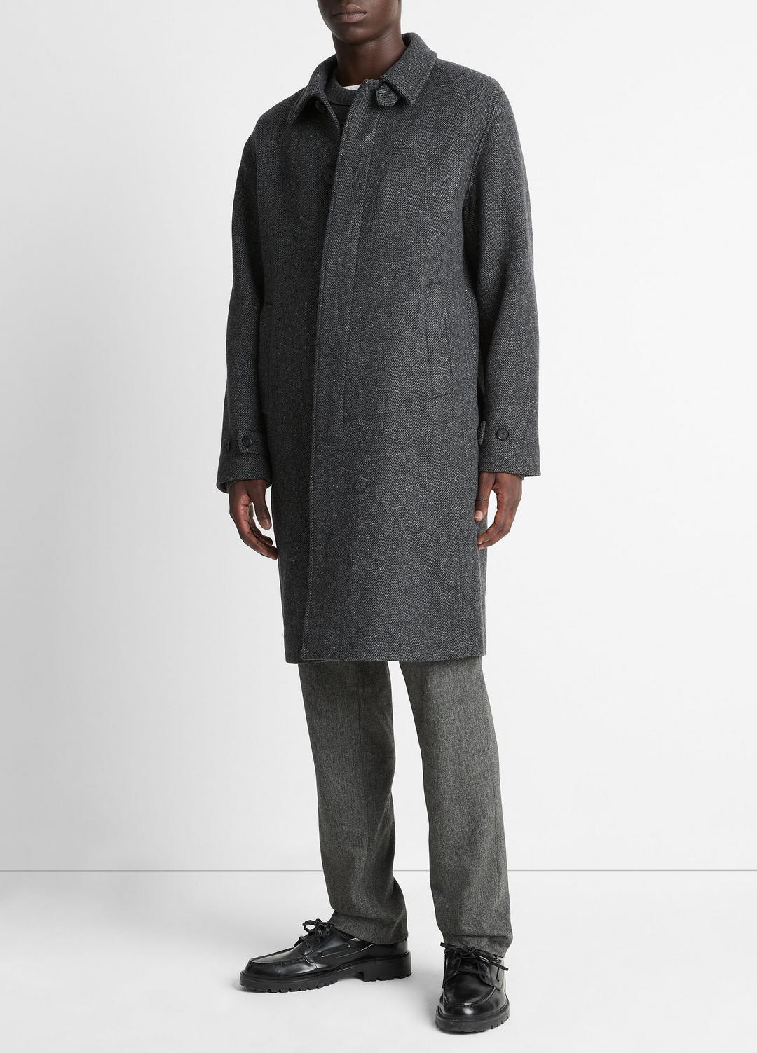 Italian Wool-Blend Balmacaan Coat in Coats - HEATHER CHARCOAL