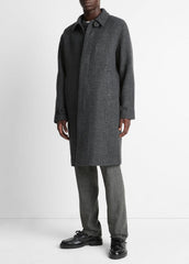 Italian Wool-Blend Balmacaan Coat in Coats - HEATHER CHARCOAL