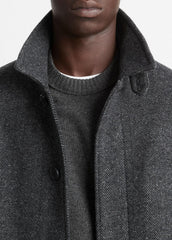 Italian Wool-Blend Balmacaan Coat in Coats - HEATHER CHARCOAL