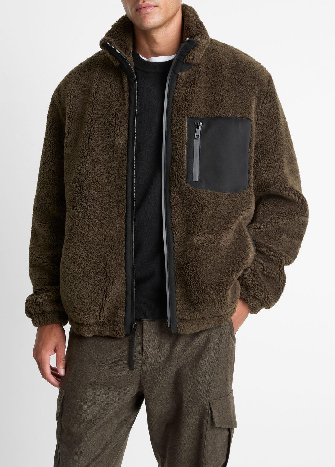 Sherpa Zip Jacket in Jackets - DARK LEAF