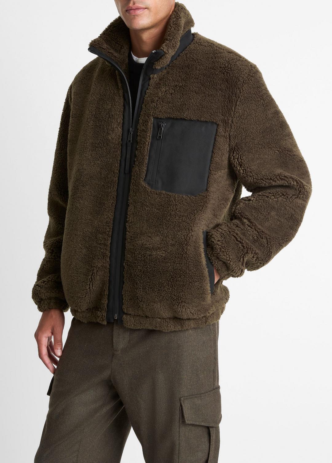 Sherpa Zip Jacket in Jackets - DARK LEAF