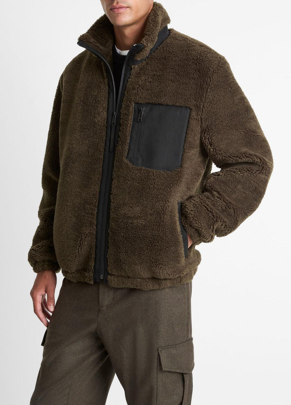 Sherpa Zip Jacket in Jackets - DARK LEAF