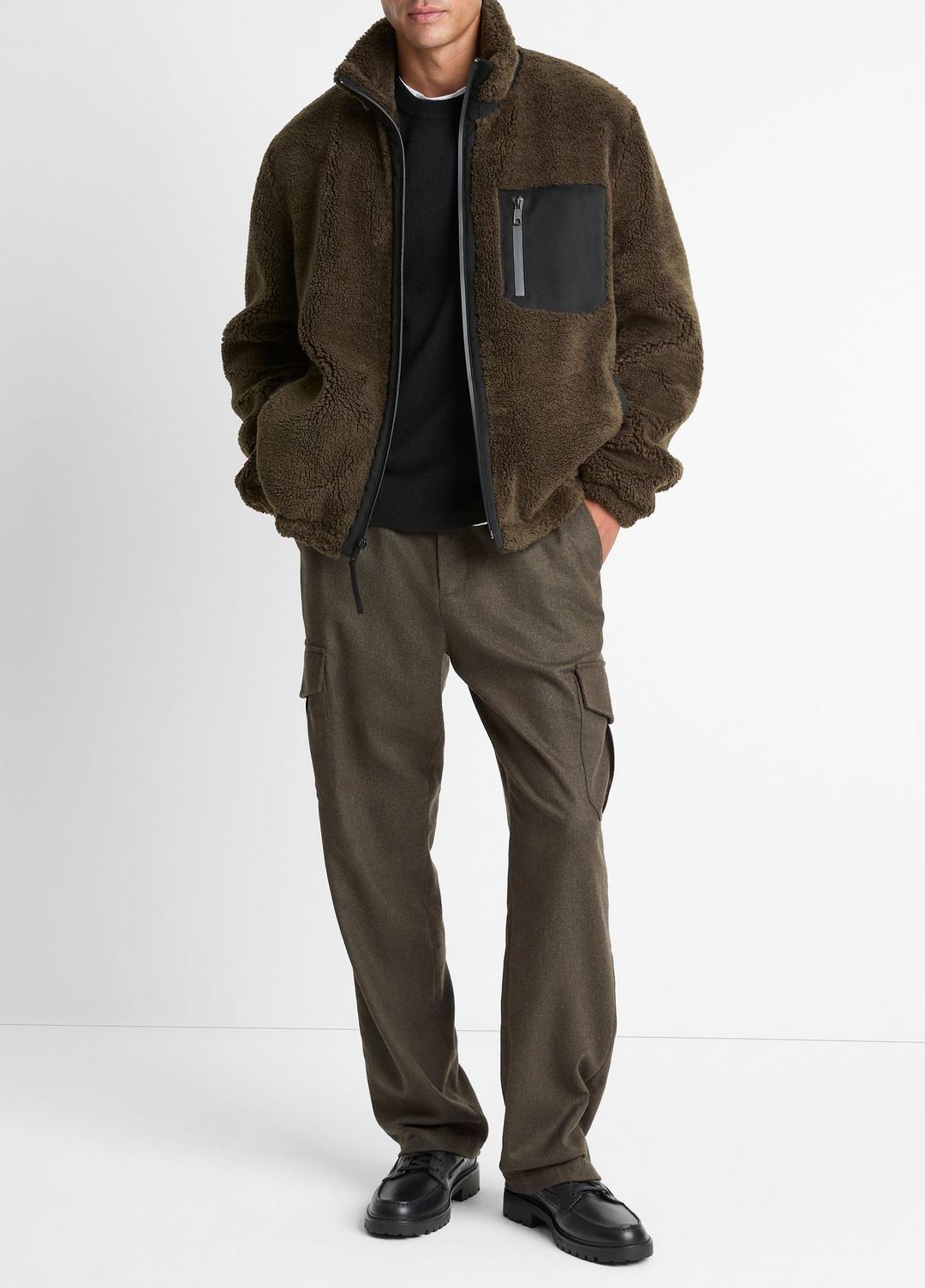 Sherpa Zip Jacket in Jackets - DARK LEAF