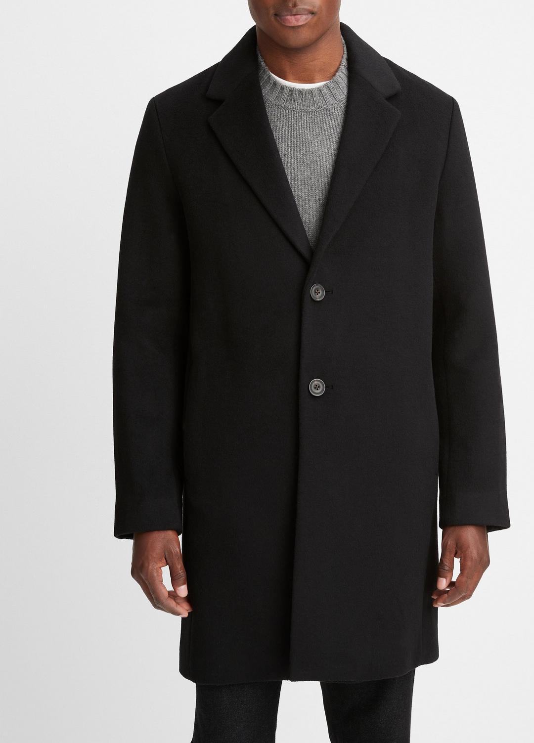 Classic Italian Wool-Blend Coat in Jackets & Outerwear - BLACK
