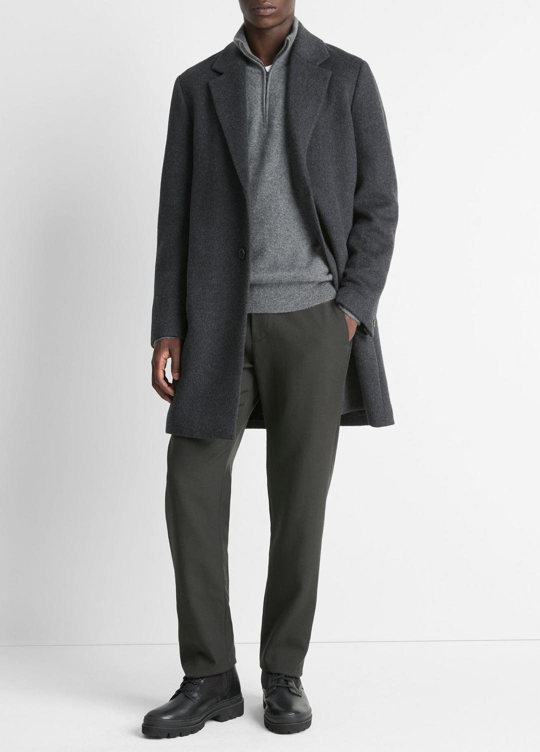 Classic Italian Wool-Blend Coat in Jackets & Outerwear - HEATHER CHARCOAL