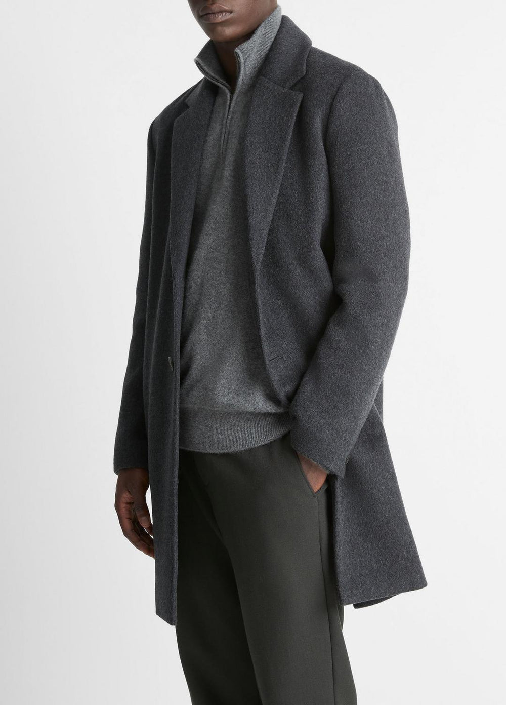 Classic Italian Wool-Blend Coat in Jackets & Outerwear - HEATHER CHARCOAL